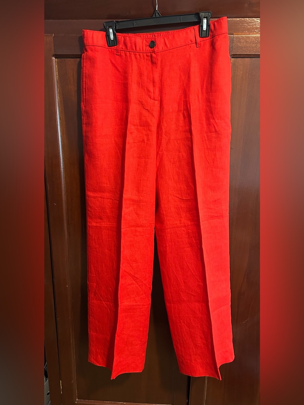 Ladies J. Crew Red Linen Wide Leg Pants size M